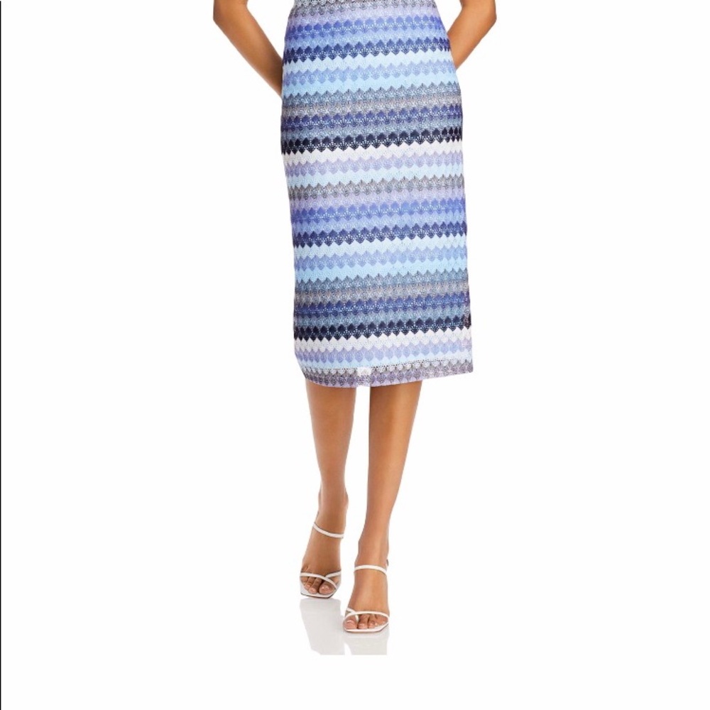 Aqua Womens Straight Crochet blue Striped skirt .